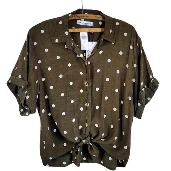 NWT FAITHFULL THE BRAND Rio Shirt Tie Front Relaxed Fit Ronja Polka Dot Small - Picture 3 of 13